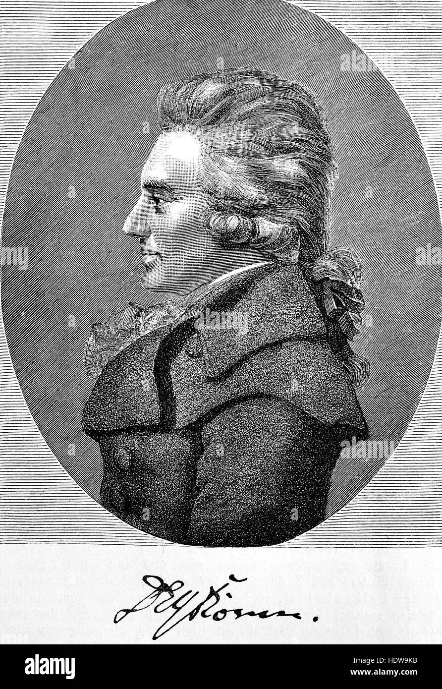 Christian Gottfried Koerner, 1756-1831, deutscher Jurist, Holzschnitt aus dem Jahr 1880 Stockfoto