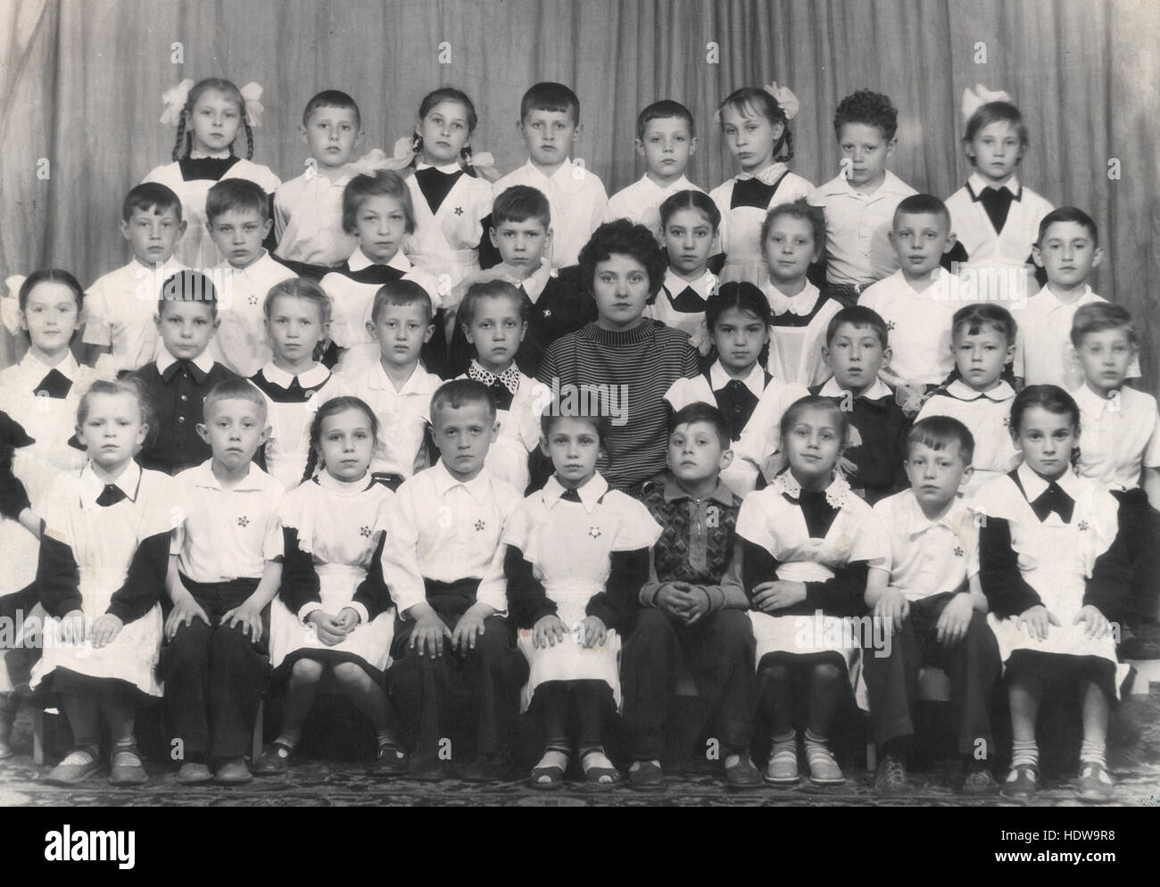 Erstklassige russische Schule in Legnica, Polen, 1958-1959 Stockfoto