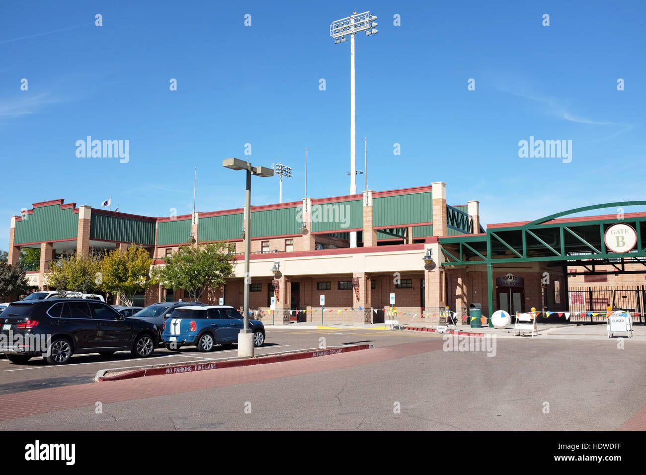 Tor B am Scottsdale Stadium die Spring Training-Heimat der San Francisco Giants der Major League Baseball National League. Stockfoto