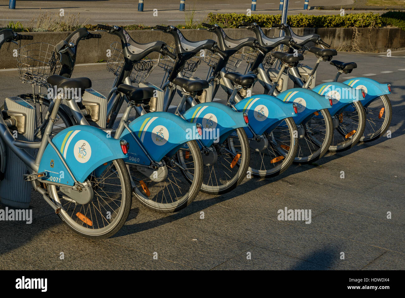 Fahrradverleih in Santander City, Kantabrien, Spanien, Europa. Stockfoto