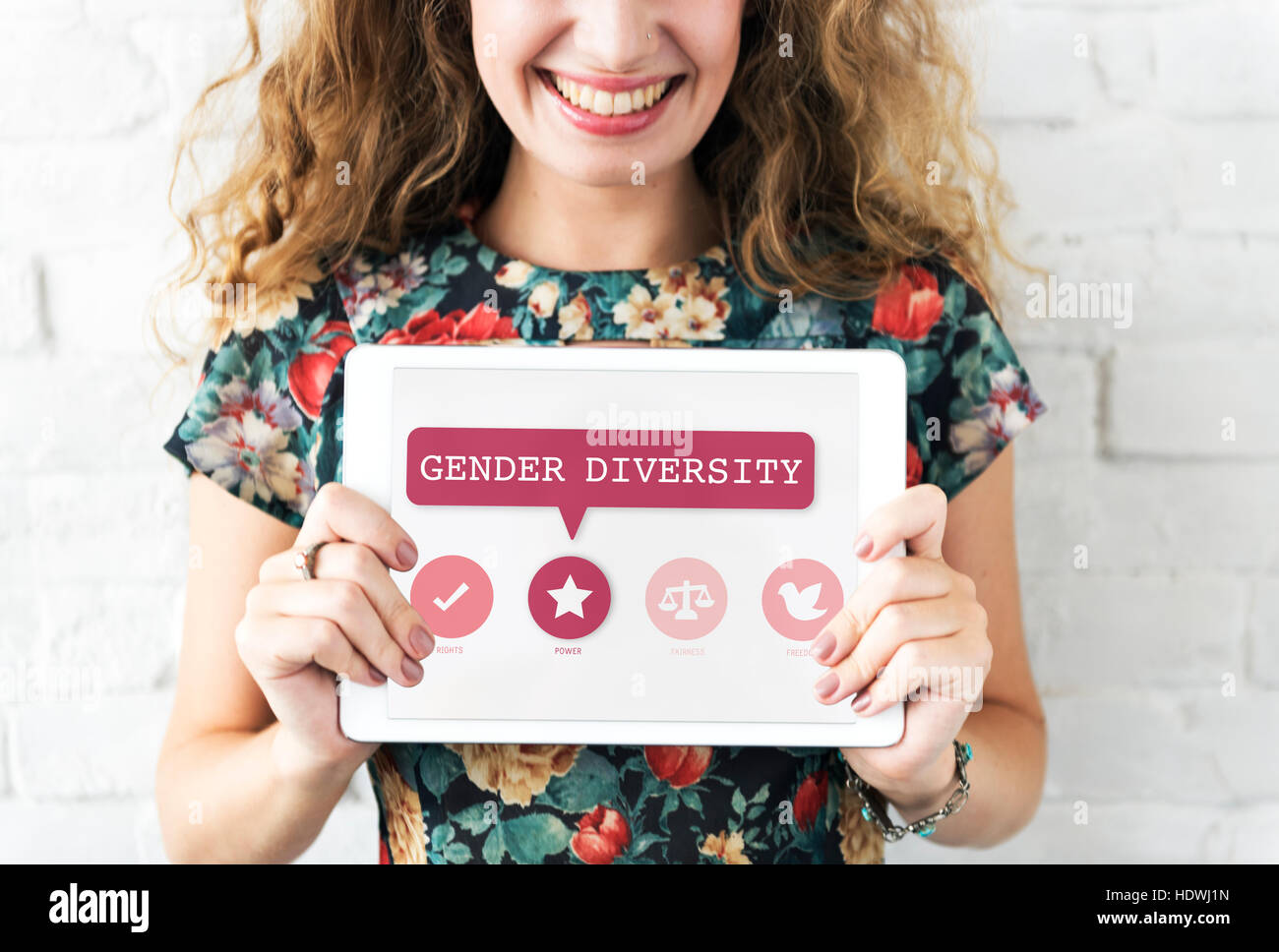 Frauen Gleichberechtigung Möglichkeiten Fairness Feminismus Rechtekonzept Stockfoto