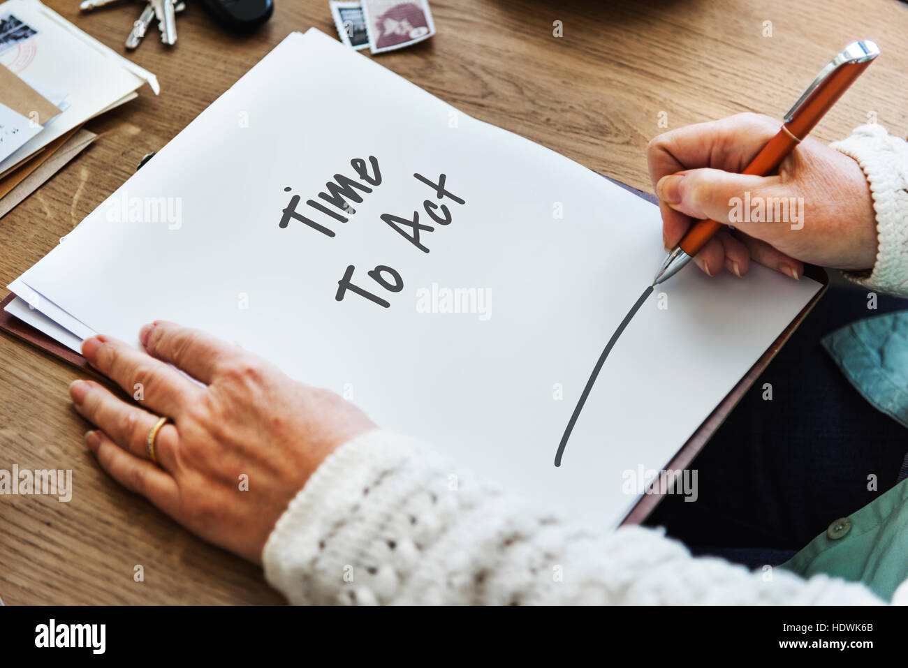 Zeit zum Arbeiten Cocept handeln Stockfoto