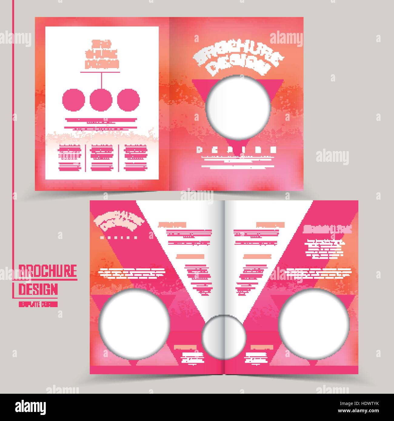 trendige gefaltet Vorlage entwerfen mit rosa Dreieck geometrische Elemente Stock Vektor