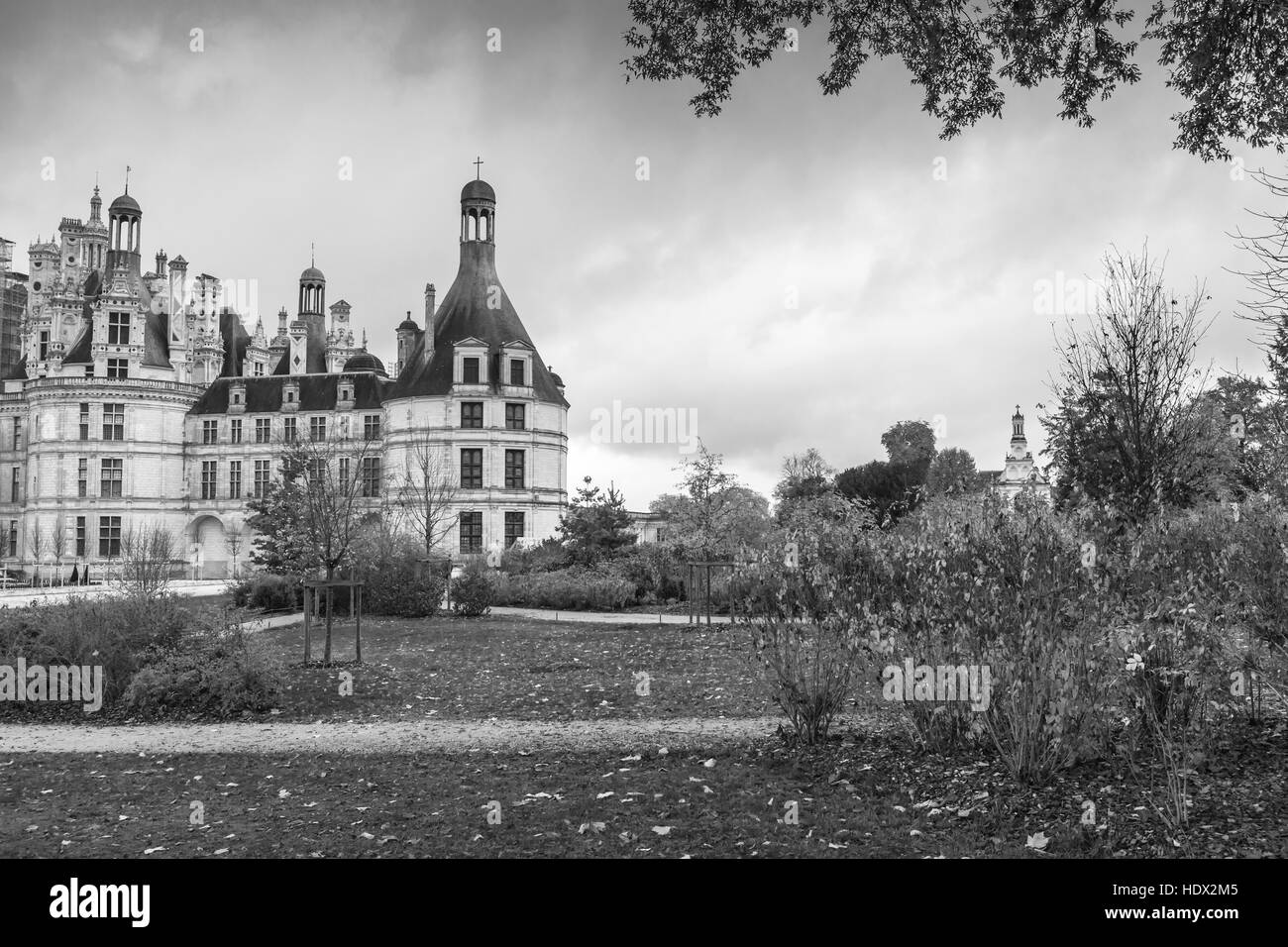 Chambord, Frankreich - 6. November 2016: Chateau de Chambord, mittelalterliche Burg, Loire-Tal. Französische Renaissance-Architektur Stockfoto
