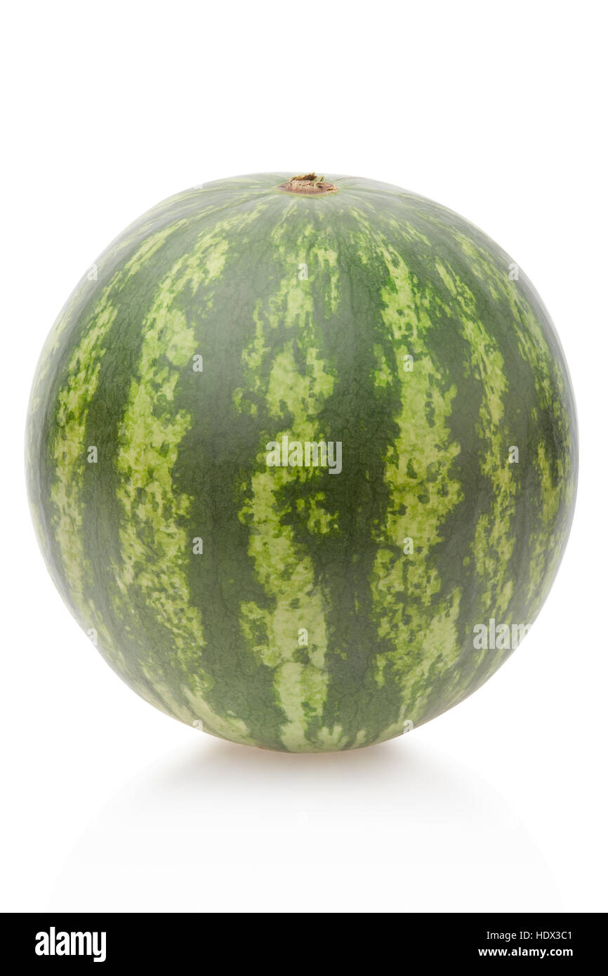 Mini-Wassermelone isoliert auf weiss, Schneidepfad Stockfoto