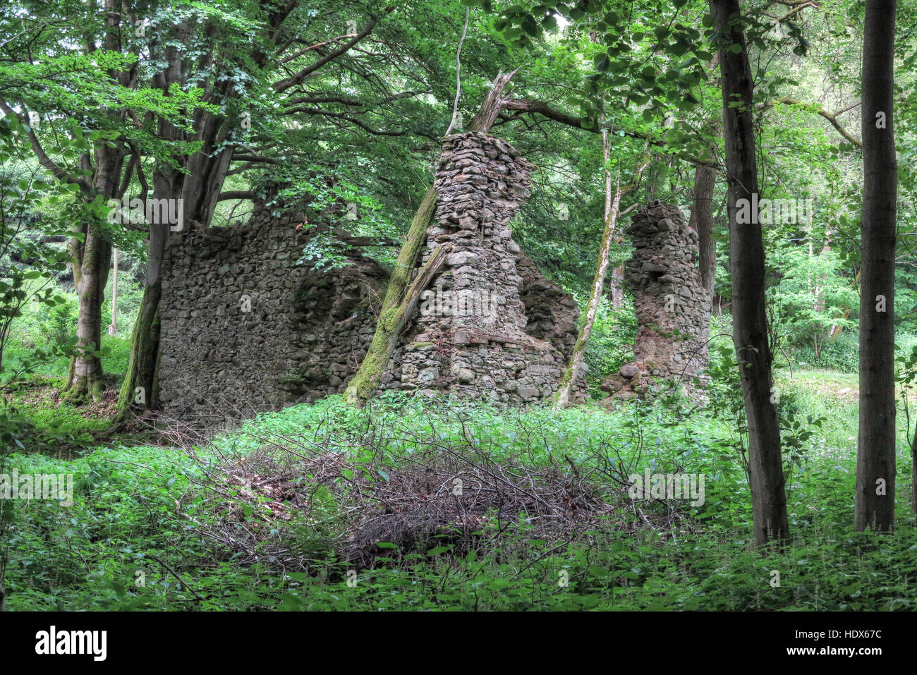 Ruinen der Kirche Saint Apollonia - erbaut um das Jahr 1670, Tschechische Republik Stockfoto