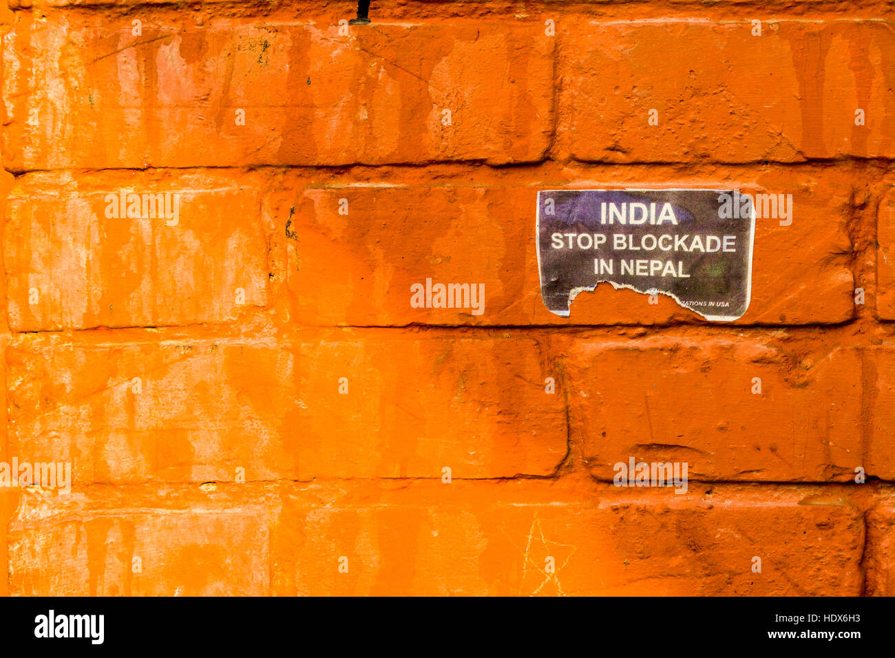 Indien stop Blockade in Nepal Poster an die Wand Stockfoto