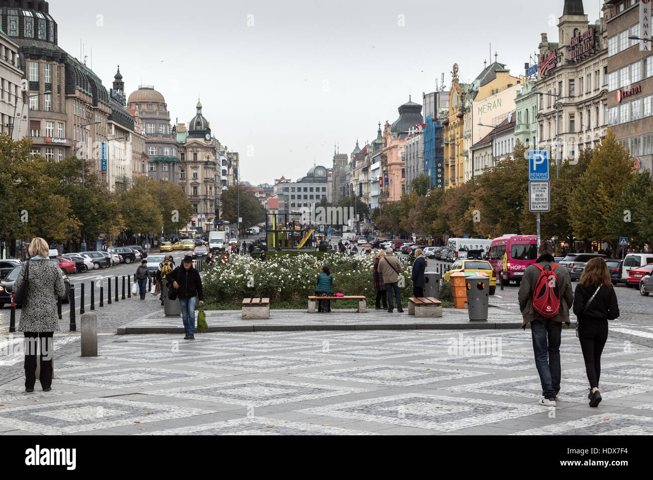 Wenzelsplatz oder Václavské Náměstí, in Prag, Tschechische Republik Stockfoto