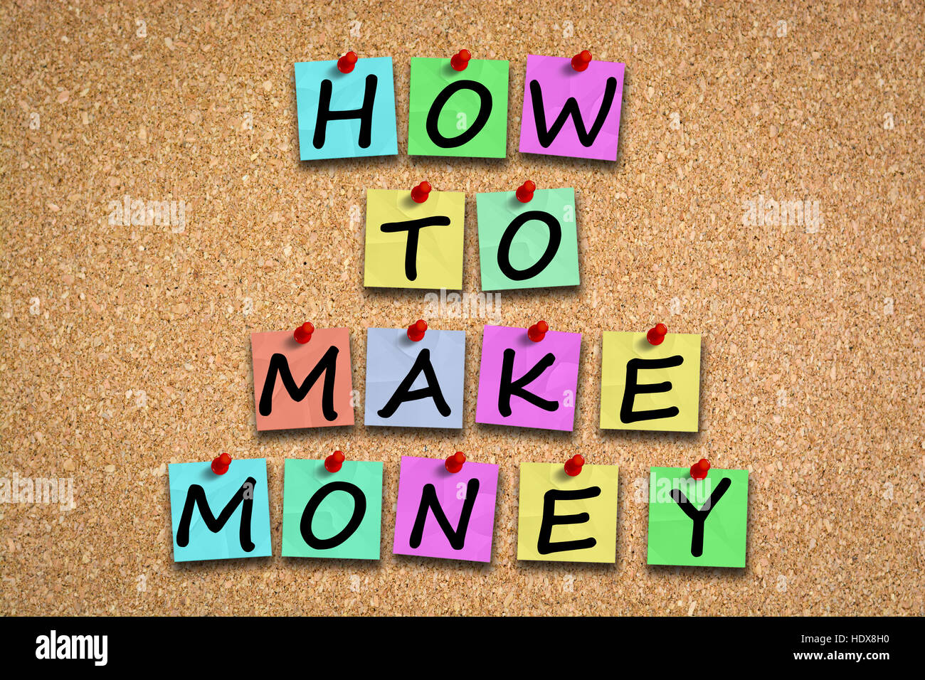 Wie man Geld Phrase mit post-it notes Stockfoto