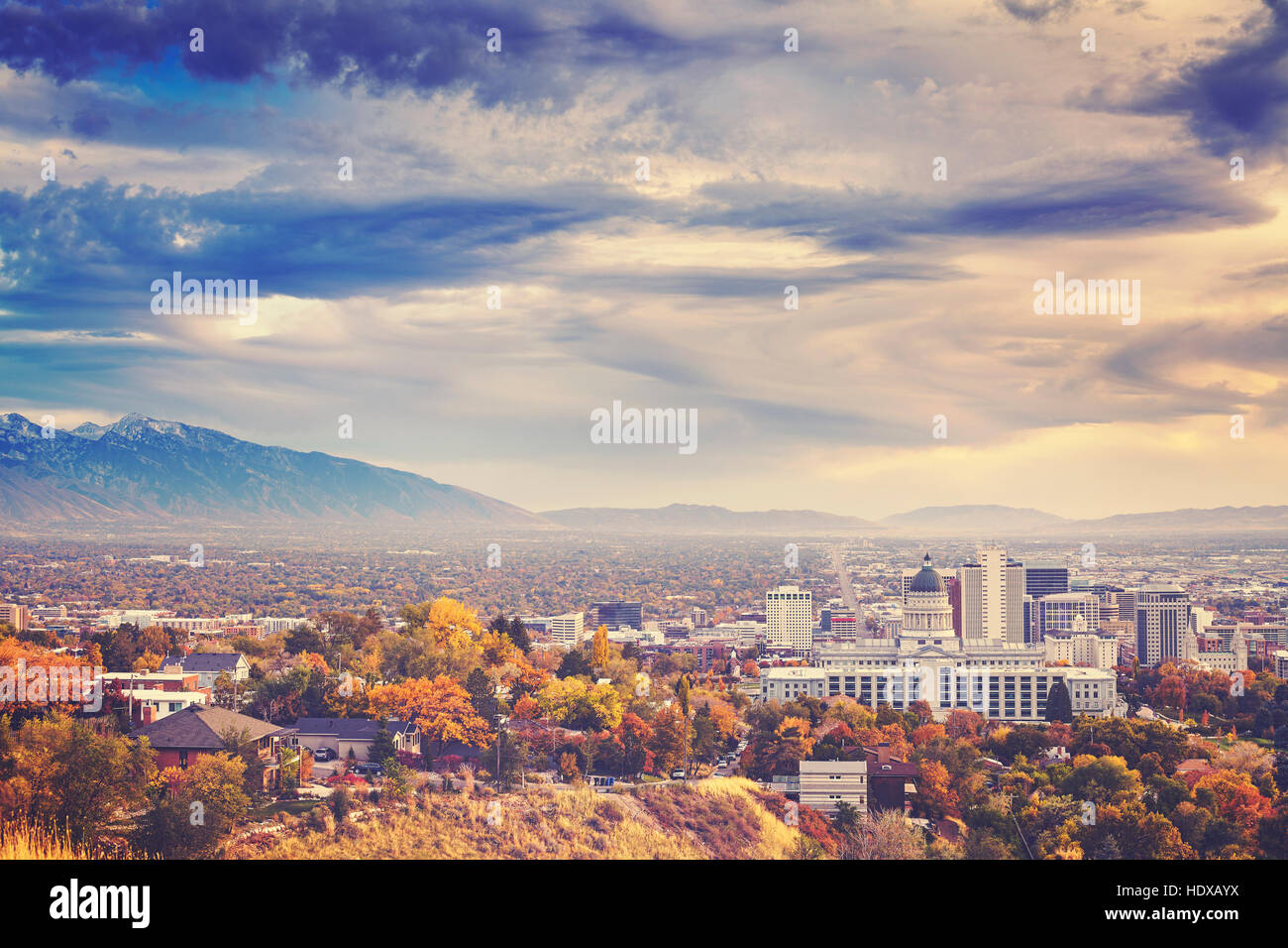 Farbe getönt Bild von Salt Lake City Downtown, Utah, USA. Stockfoto