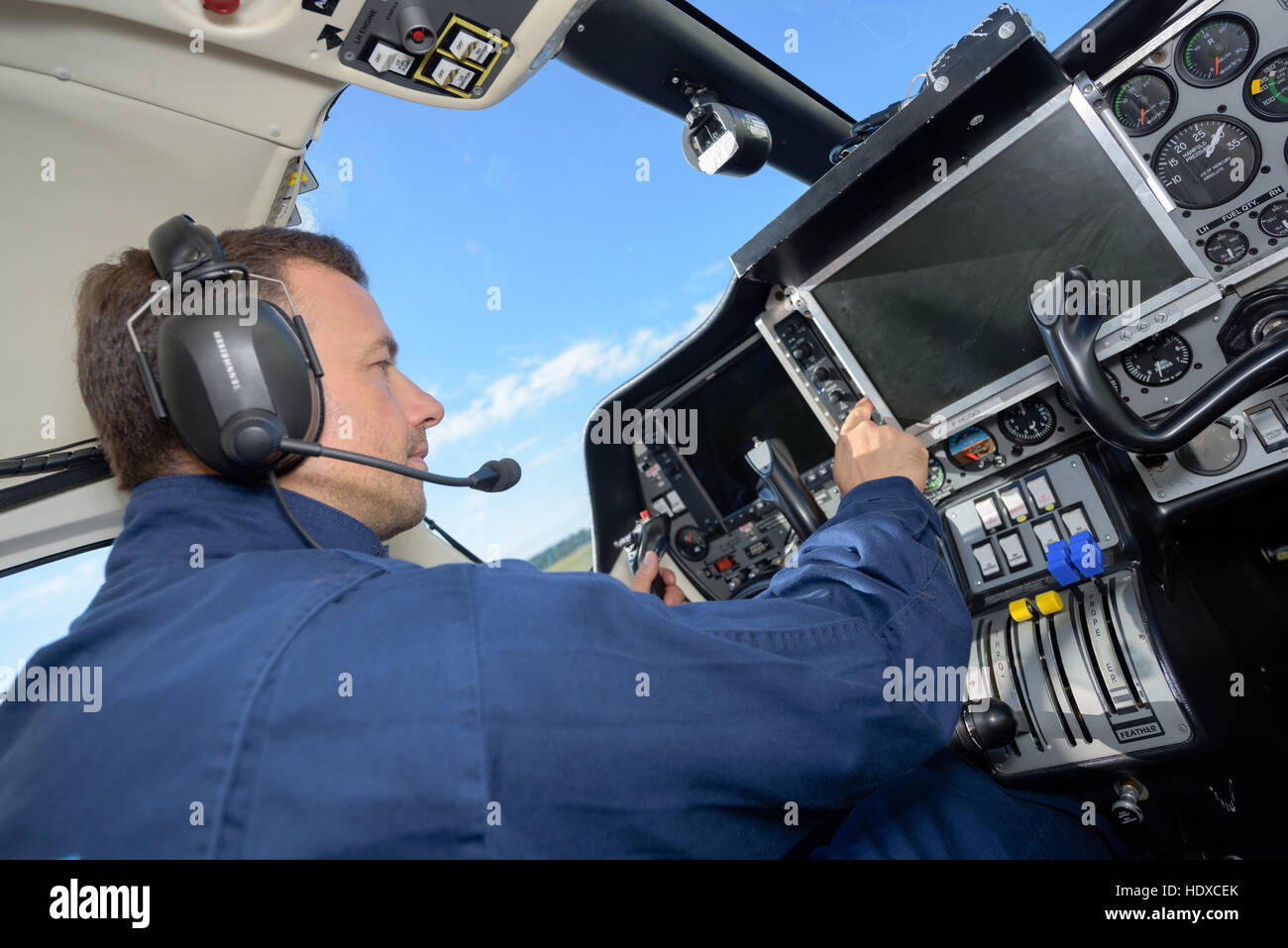 Pilot Dashboard-Bedienelemente Stockfoto
