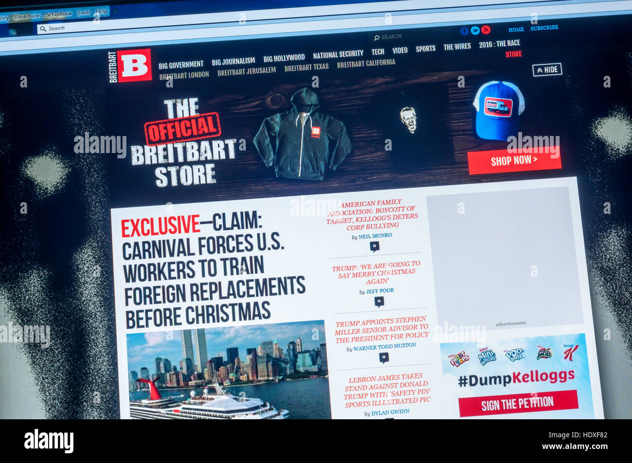 Rechter Flügel amerikanische Website Breitbart.com. Stockfoto