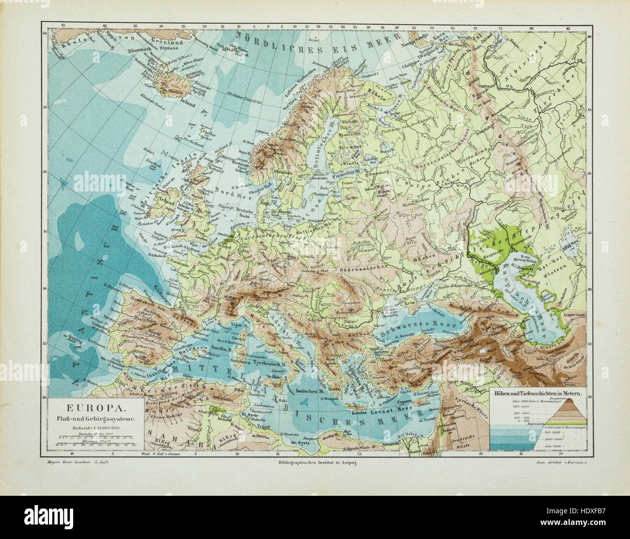 Alte Vintage Karte von Europa Stockfotografie - Alamy
