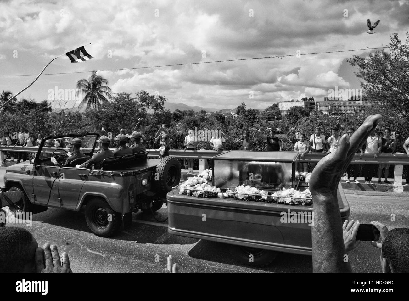 Fidel Castros Beerdigung Konvoi in Santiago angekommen Stockfoto