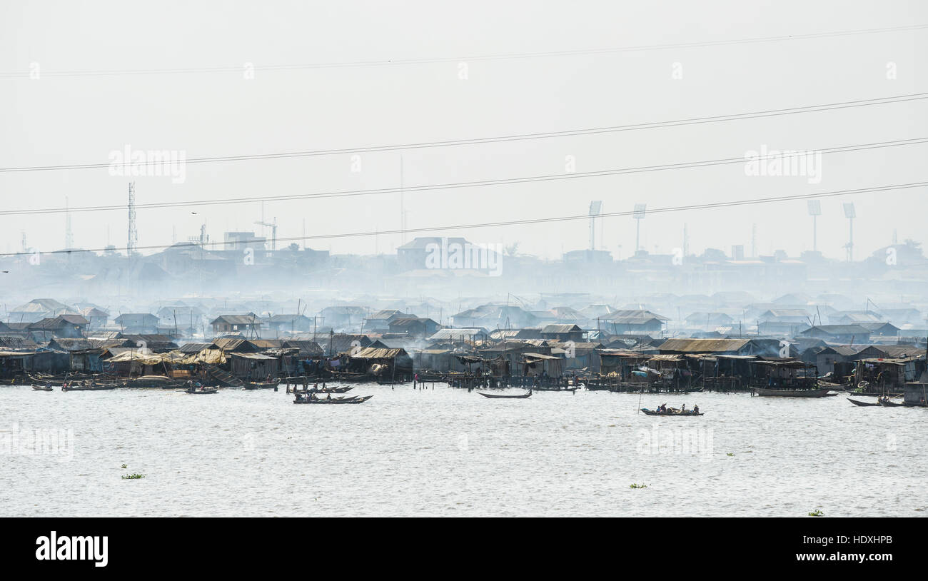 Die schwimmenden Slums von Lagos, Nigeria Stockfoto