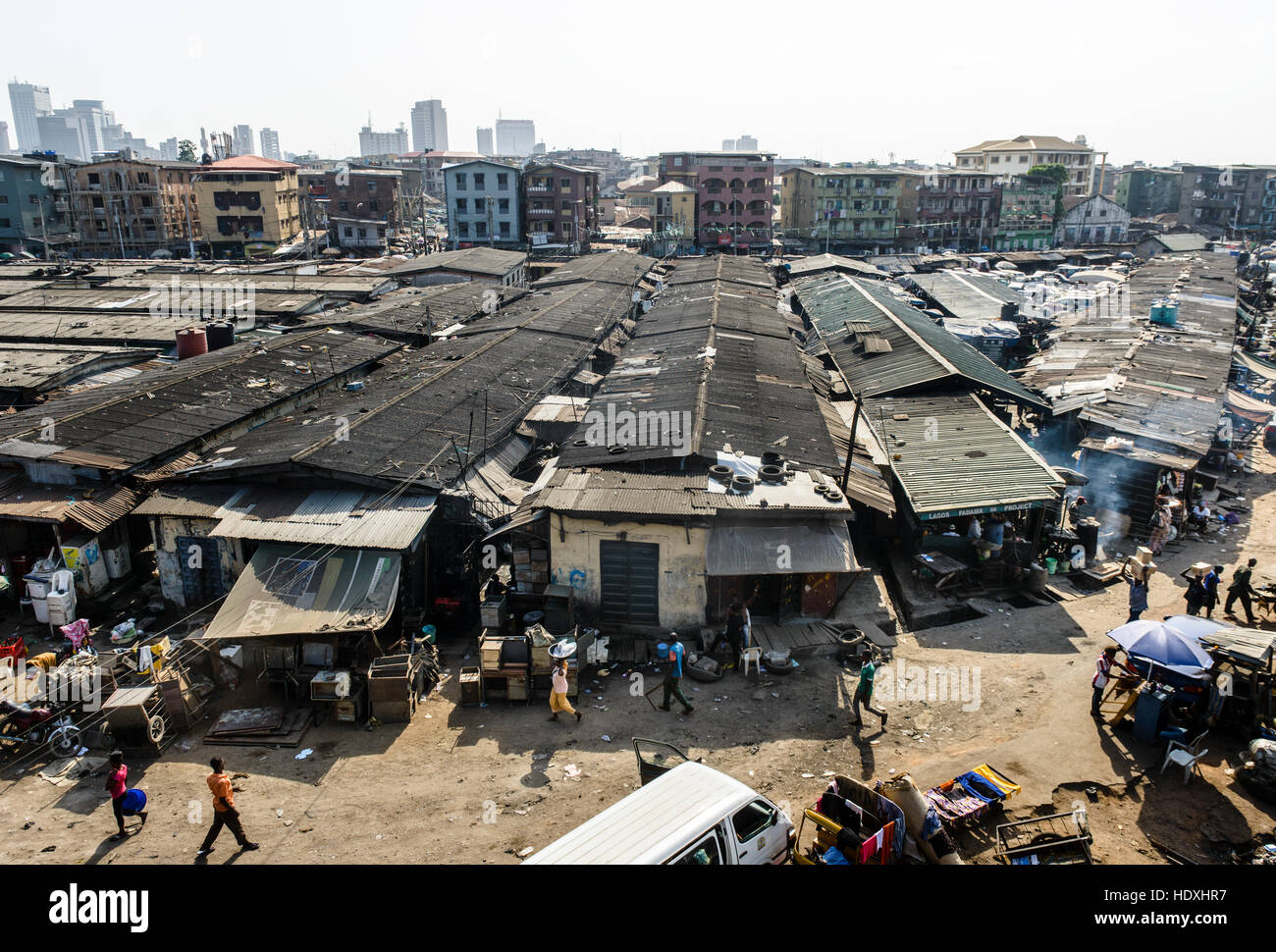 Die schwimmenden Slums von Lagos, Nigeria Stockfoto