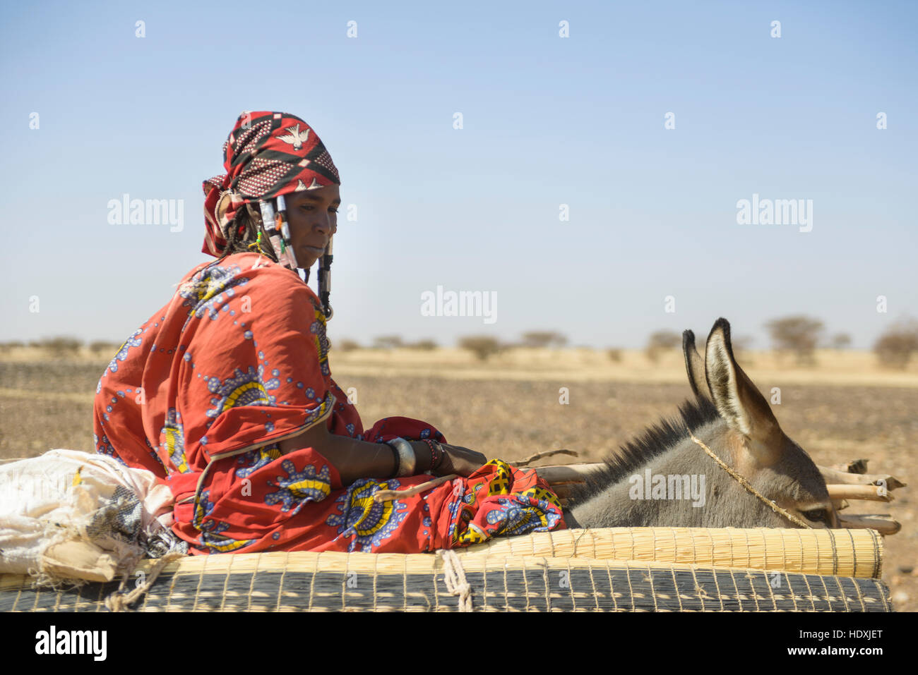 Fulbe Nomaden von der Bel'ah-Gruppe von der Sahel-Zone, Burkina Faso Stockfoto
