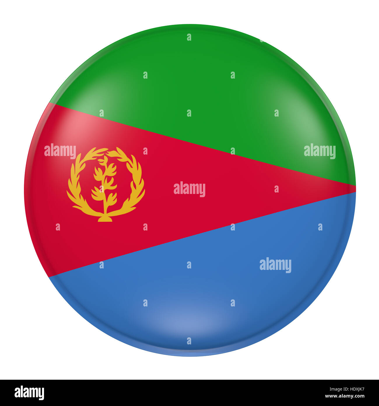 3D-Rendering einer Eritrea Flagge auf Knopfdruck Stockfoto