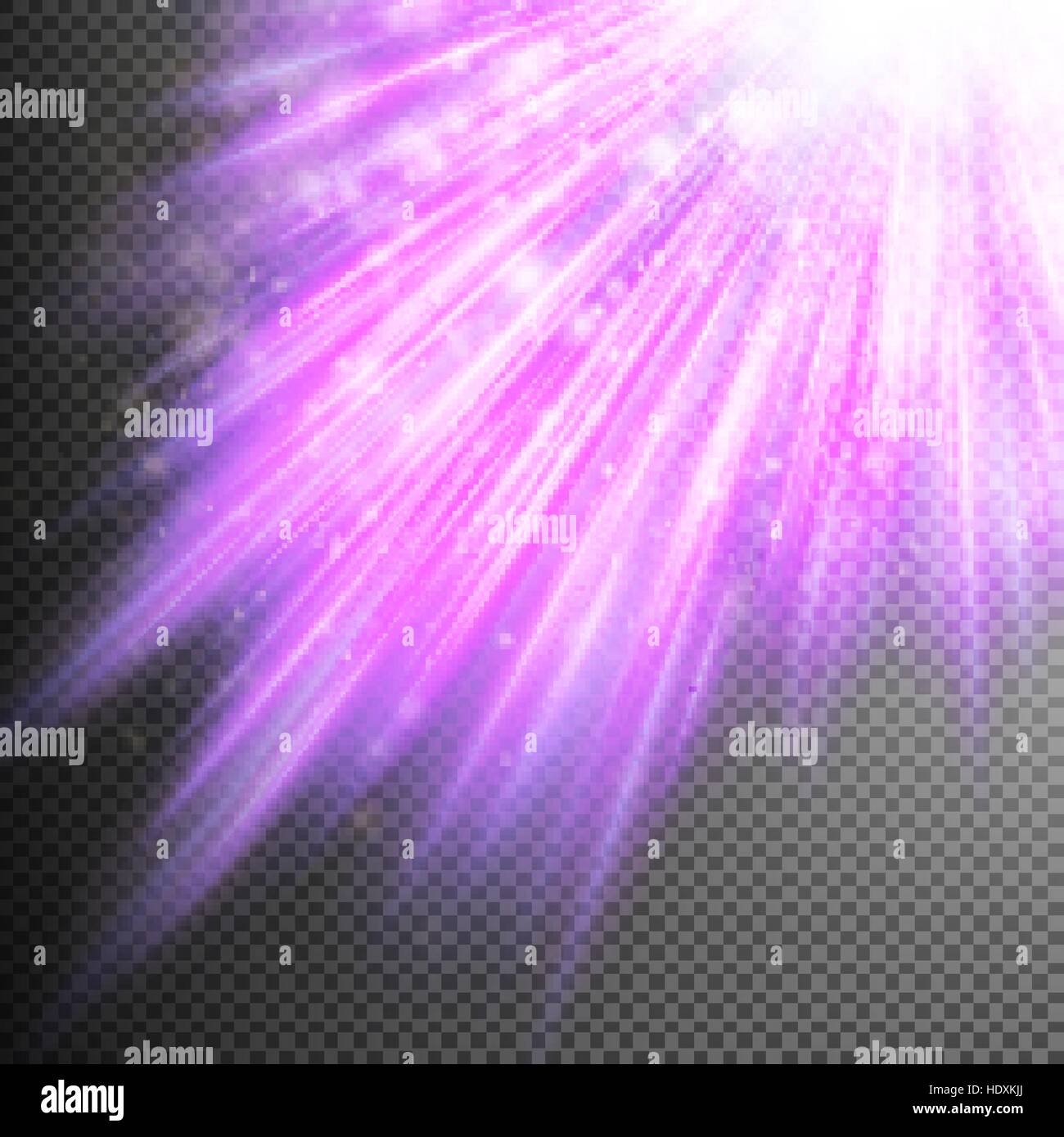 Schnee und Sterne fallen auf dem Hintergrund violett leuchtenden Strahlen. 10 EPS-Vektor-Datei enthalten Stock Vektor