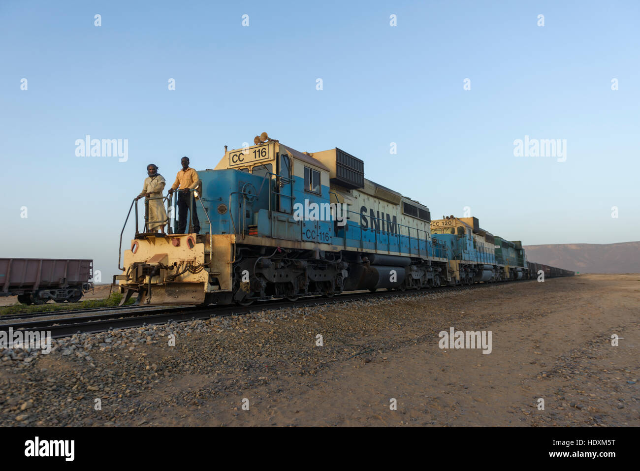 Der längste Zug der Welt, die vom Zerouat bis Nouadibhu, Mauretanien Stockfoto