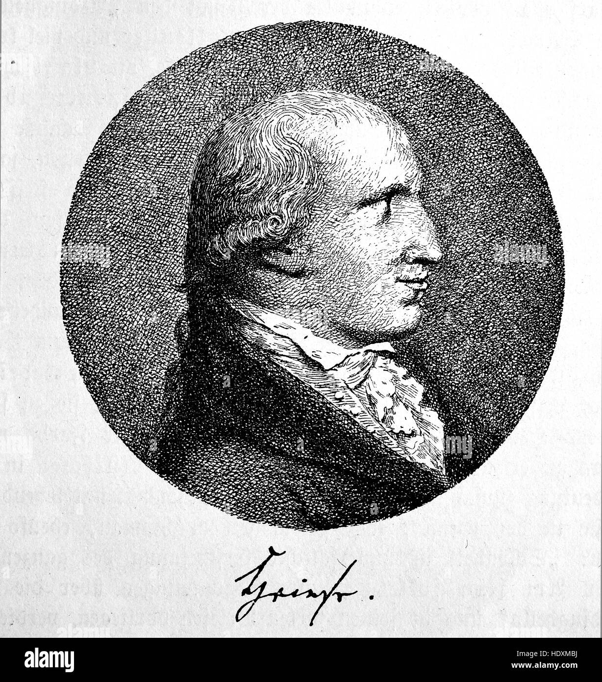 Johann Jakob Wilhelm Heinse, 1746-1803, deutscher Autor, Holzschnitt aus dem Jahr 1882, digital verbessert Stockfoto