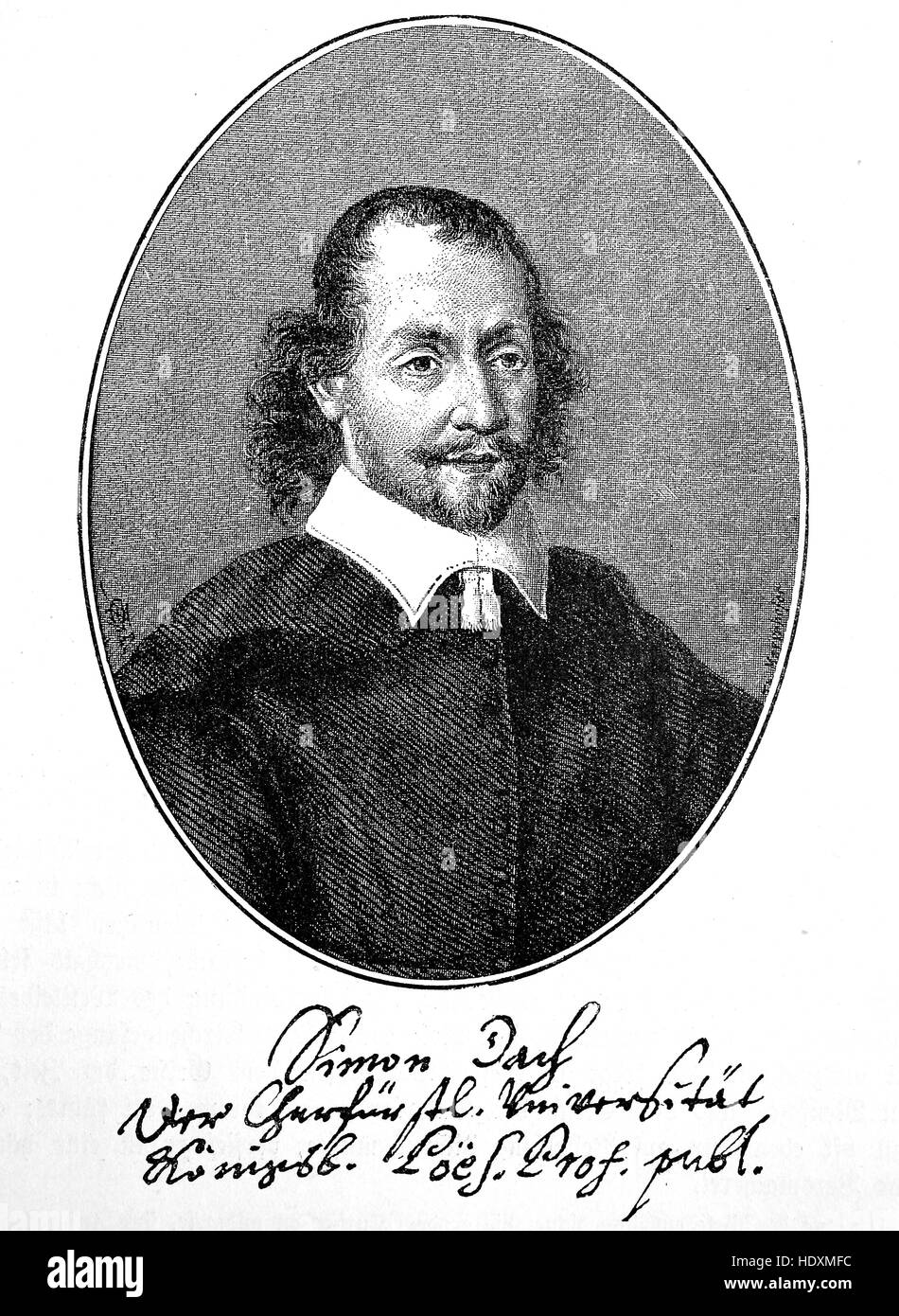 Simon Dach, 1605-1659, preußischen deutschen lyrischen Dichter und Schriftsteller der Hymnen, Holzschnitt aus dem Jahr 1882, Digital verbessert Stockfoto