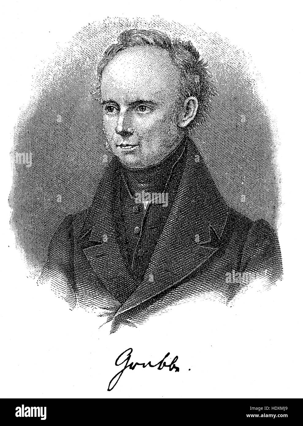 Christian Dietrich Grabbe, 1801-1836, deutscher Dramatiker der Vormaerz Ära, Holzschnitt aus dem Jahr 1882, digital verbessert Stockfoto