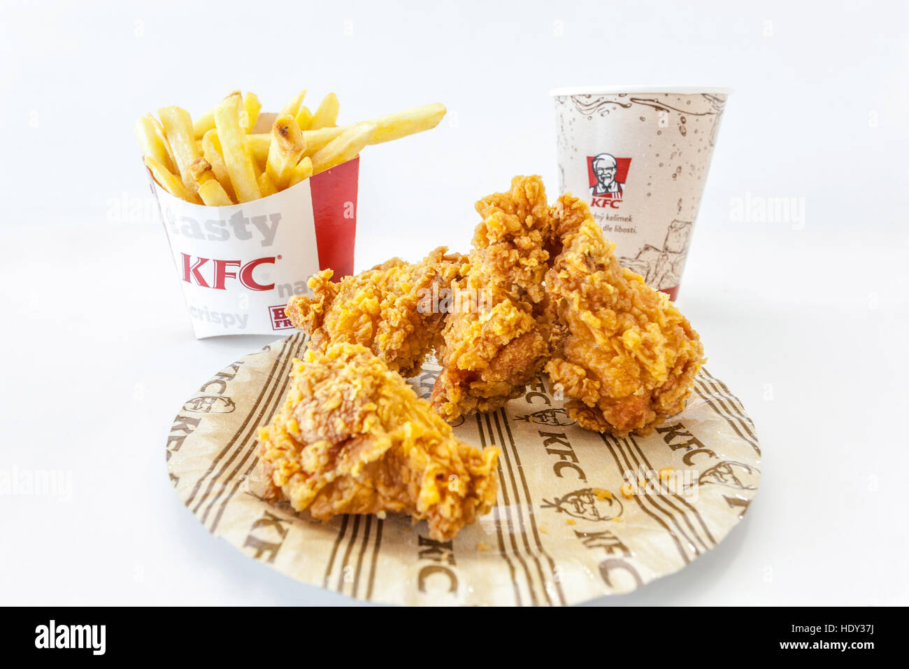 KFC Kentucky Fried Chicken, Essen hot Wings Menü Stockfoto