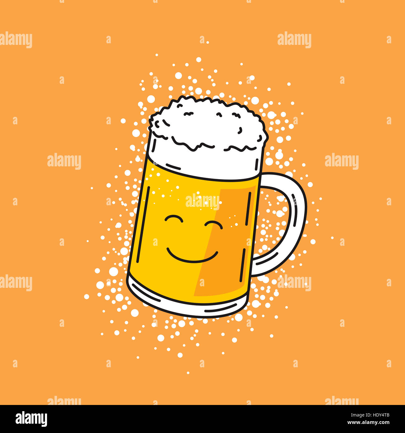 Comic Illustration Von Suss Lachelnd Bierkrug Auf Orangem Hintergrund Strichzeichnungen Stil Zeichnung Stockfotografie Alamy