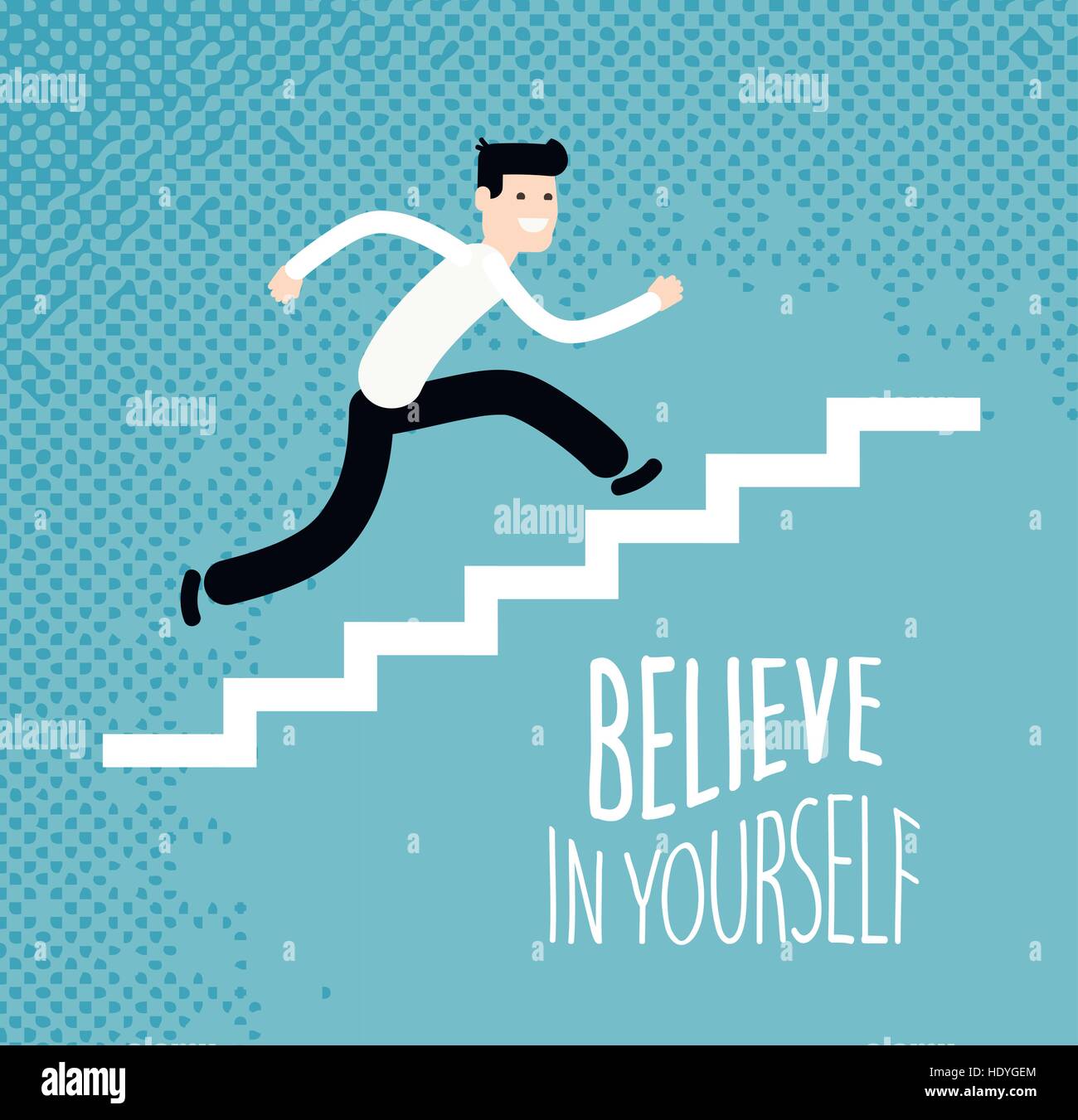 Geschäfts- oder Bildung Konzept. Geschäftsmann, die Treppe hinauf laufen. Vektor-illustration Stock Vektor