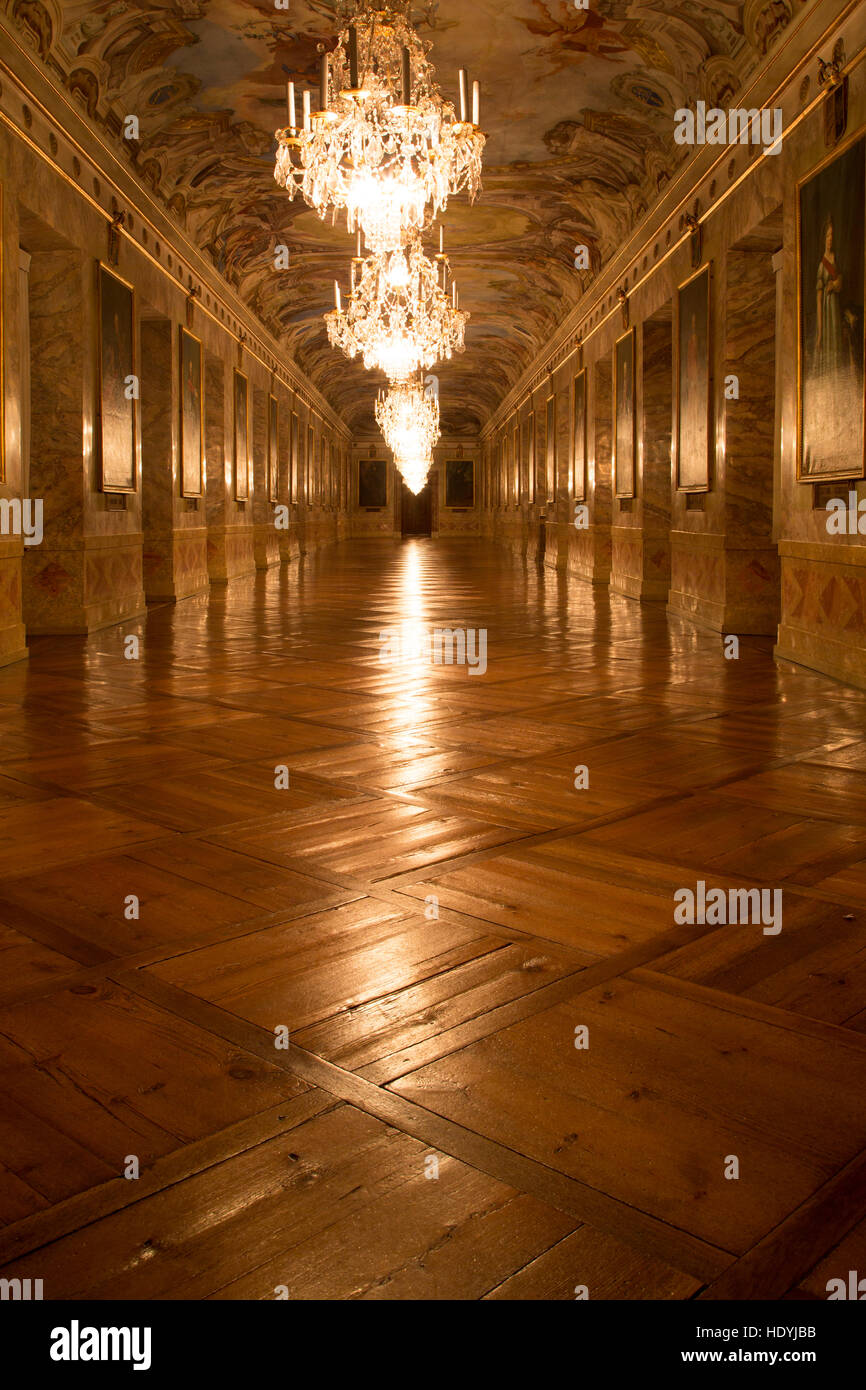 Korridore in Residential Palace (Residenzschloss) in der Stadt Ludwigsburg in Baden Wuerttemburg, Deutschland. Die Stadt wurde in den frühen 170 gegründet. Stockfoto