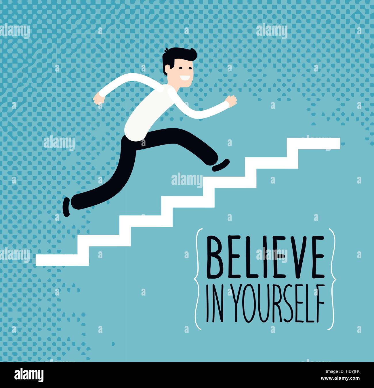 Erfolg. Geschäfts- oder Bildung Konzept. Geschäftsmann, die Treppe hinauf laufen. Vektor-illustration Stock Vektor