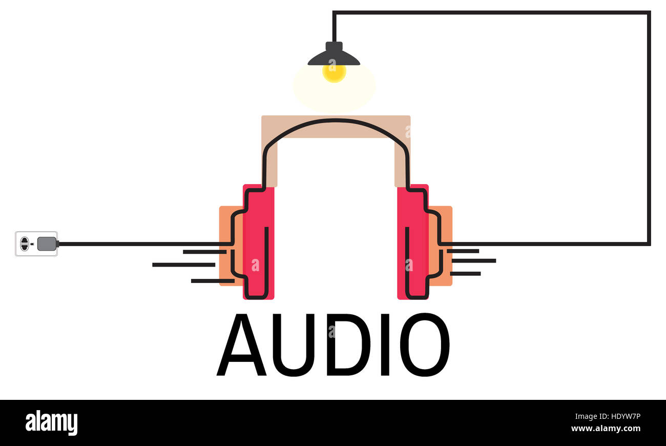 Musik Audio Multimedia-Kopfhörer Konzept Stockfoto