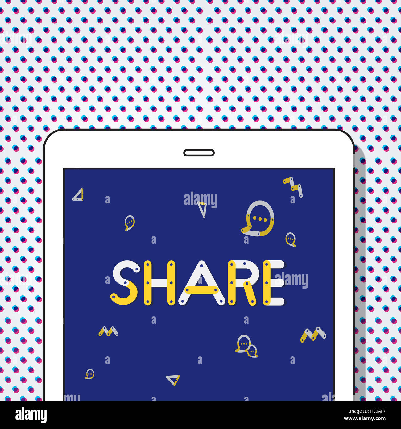 Geometrische Schriftarttechnologie Media Sharing-Konzept Stockfoto