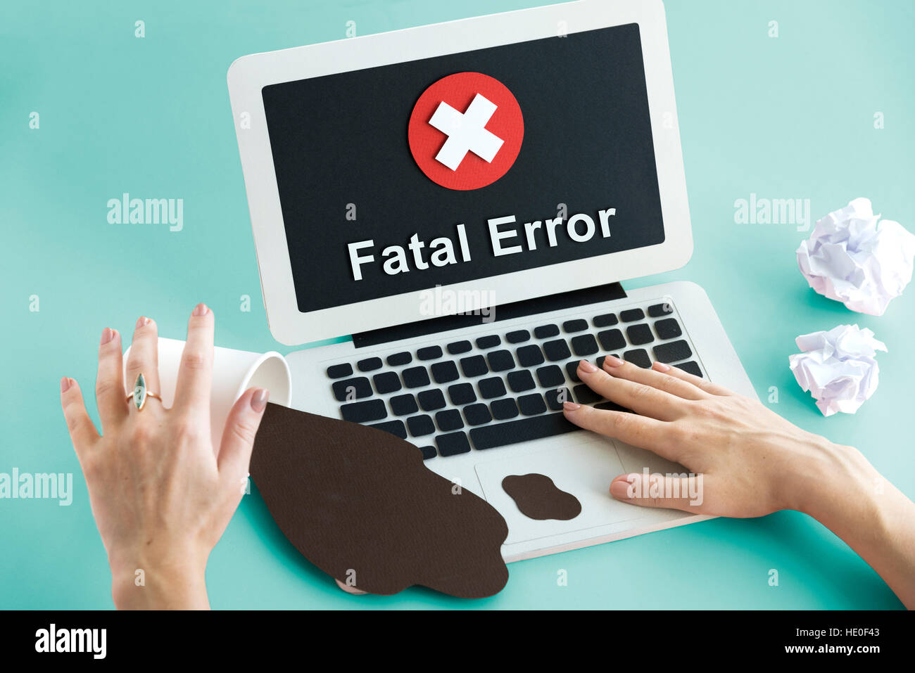 Ungesicherte nicht verfügbar Spyware Absturz verweigert Konzept Stockfoto