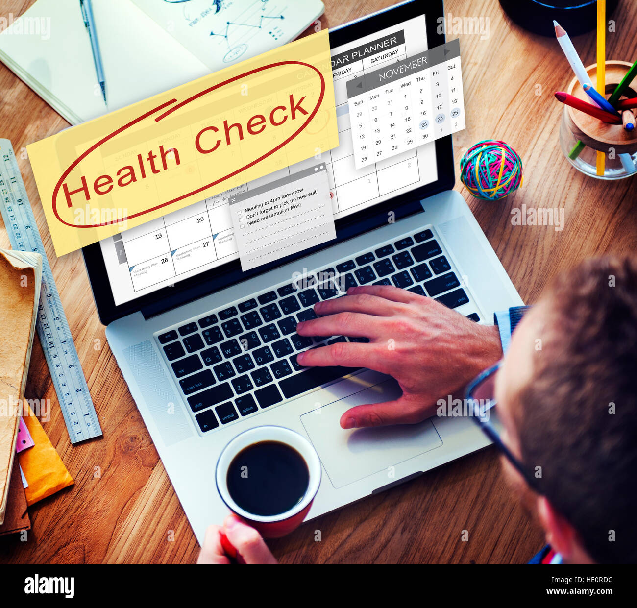 Health Check Gesundheit und Medizin Wellness-Zeitplan-Konzept Stockfoto
