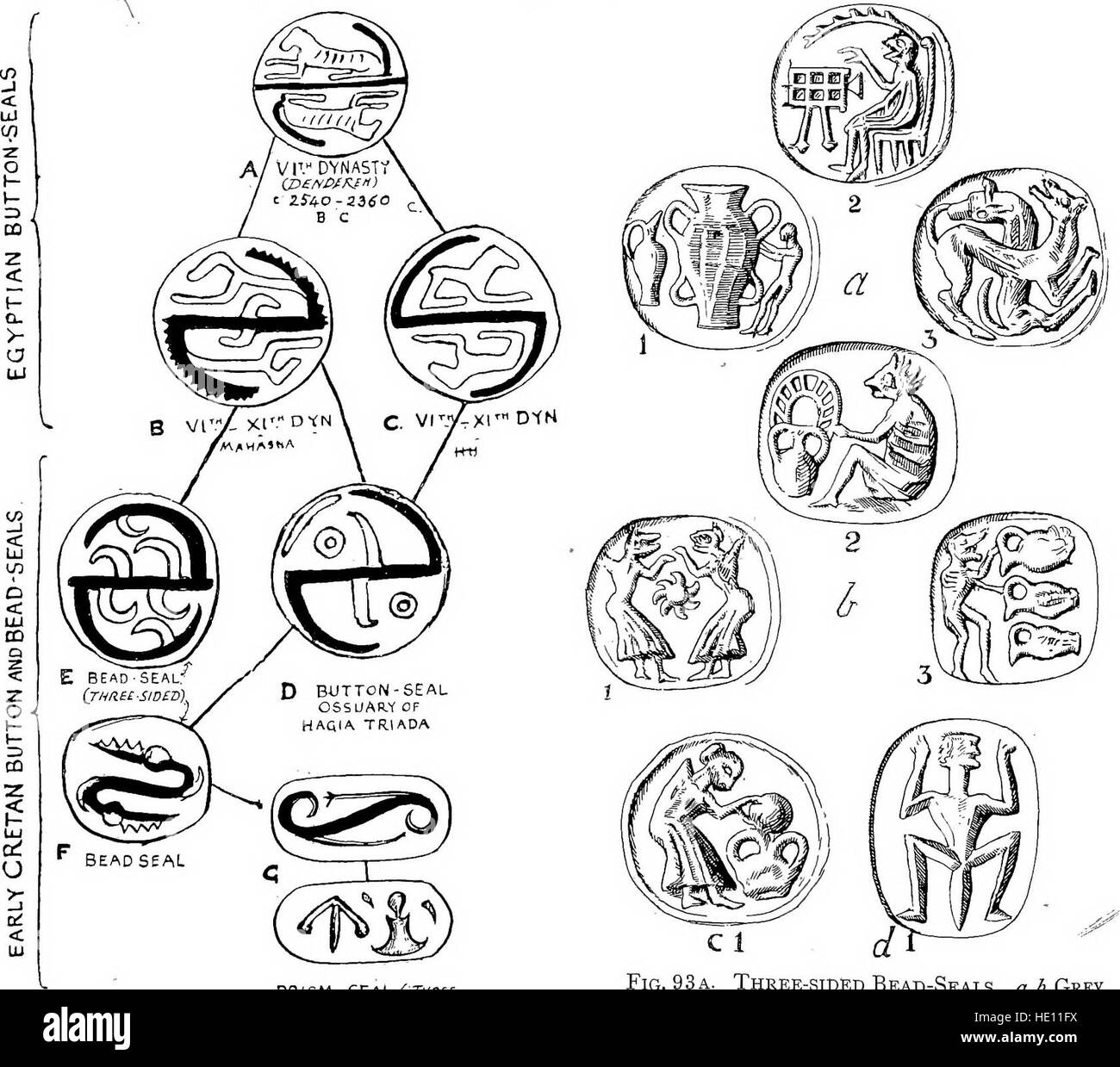 Diese 1921 erschienene Publikation beschäftigt sich mit der Geschichte und Entwicklung der frühen kretischen Zivilisation und konzentriert sich auf die archäologischen Funde im Palast von Minos in Knossos. Es beschreibt die kulturelle und architektonische Entwicklung in aufeinanderfolgenden Phasen und bietet Einblicke in die minoische Gesellschaft. Stockfoto