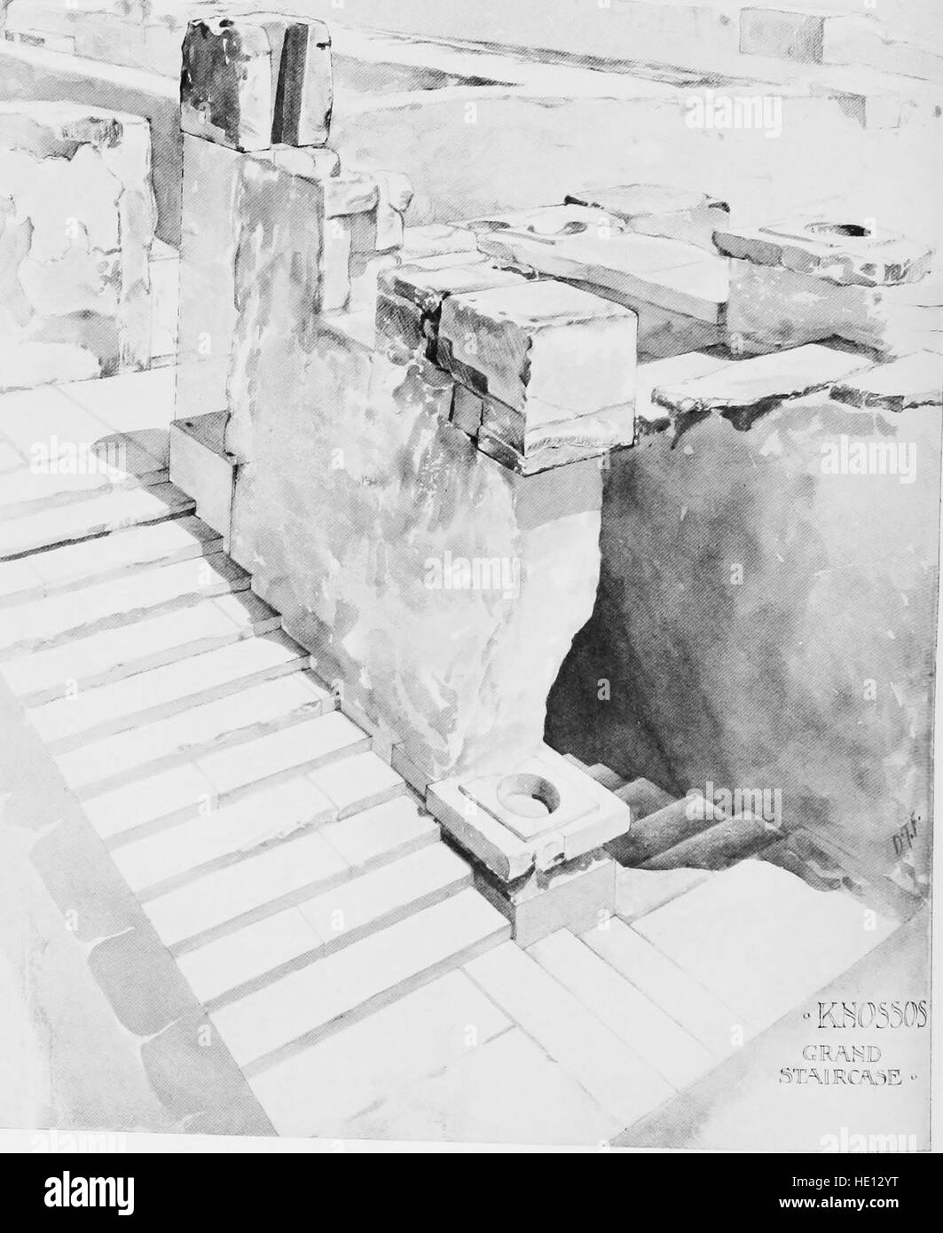 Diese wissenschaftliche Arbeit untersucht die Entwicklung der kretischen Zivilisation von ihren frühen Stadien bis zu ihrem Höhepunkt und nutzt die archäologischen Funde von Knossos, um ihre kulturelle, politische und architektonische Entwicklung zu verfolgen. Stockfoto