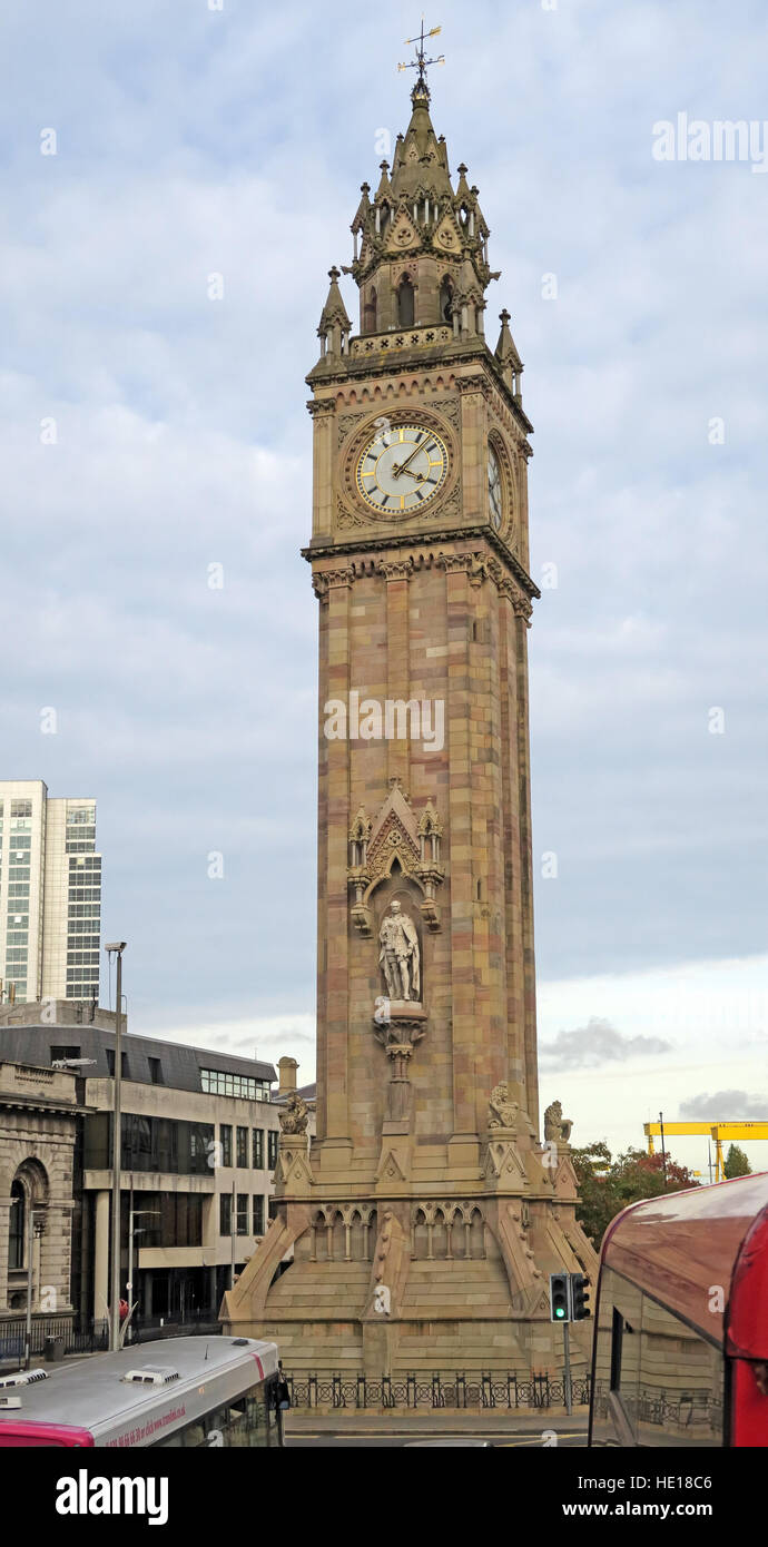 Albert Memorial Clock Tower, Queens Square, Belfast, Nordirland, Vereinigtes Königreich Stockfoto