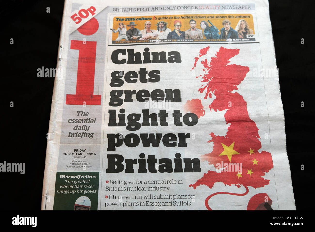 Ich Schlagzeile "China erhält grünes Licht für macht Großbritannien" London England UK Stockfoto