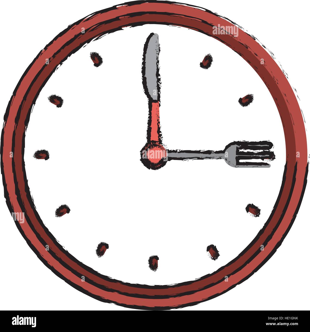 Uhr Zeit Abendessen Restaurant Gabel Und Messer Zeichnen Stock Vektorgrafik Alamy