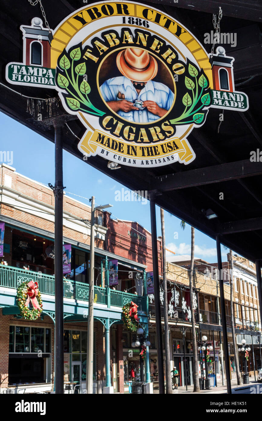 Tampa, Florida, Ybor City, historisches Viertel, 7th Avenue, Straße, Schild, Tabanero Zigarren, FL161129179 Stockfoto