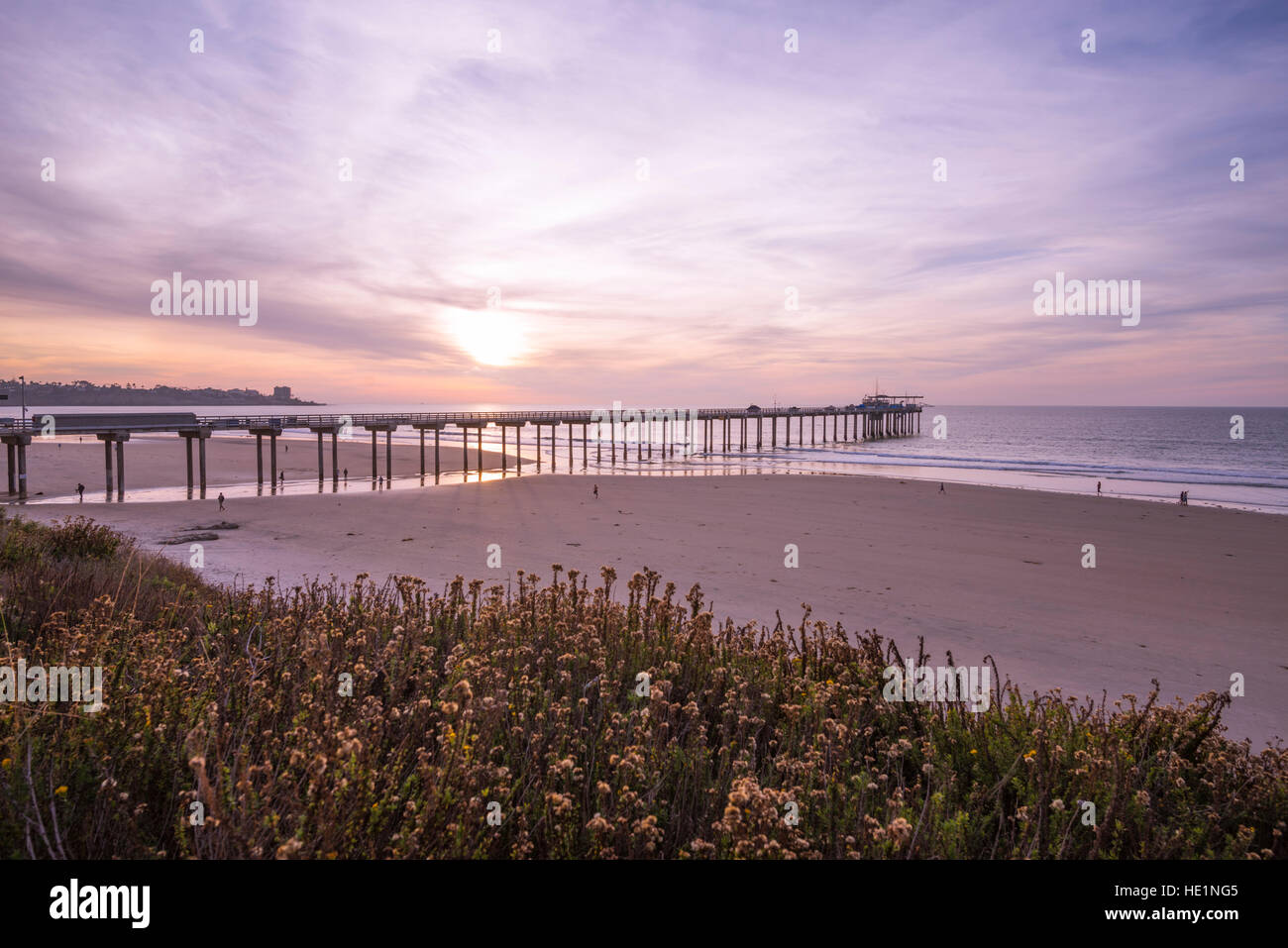 La Jolla Shores Beach und Scripps-Pier. La Jolla, Kalifornien. Stockfoto