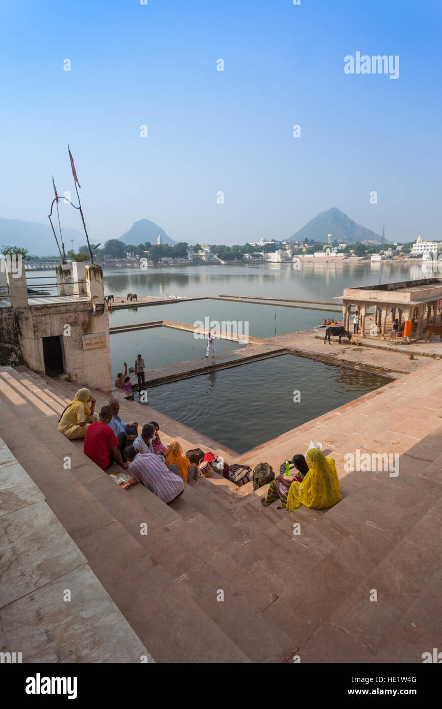 Blick über den Ghats von Udaipur, Rajasthan, Indien Stockfoto