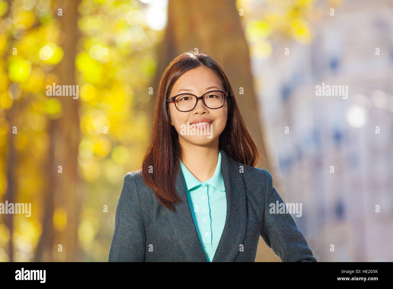 Porträt einer schönen Asiatin Gesicht lächelnd Stockfoto