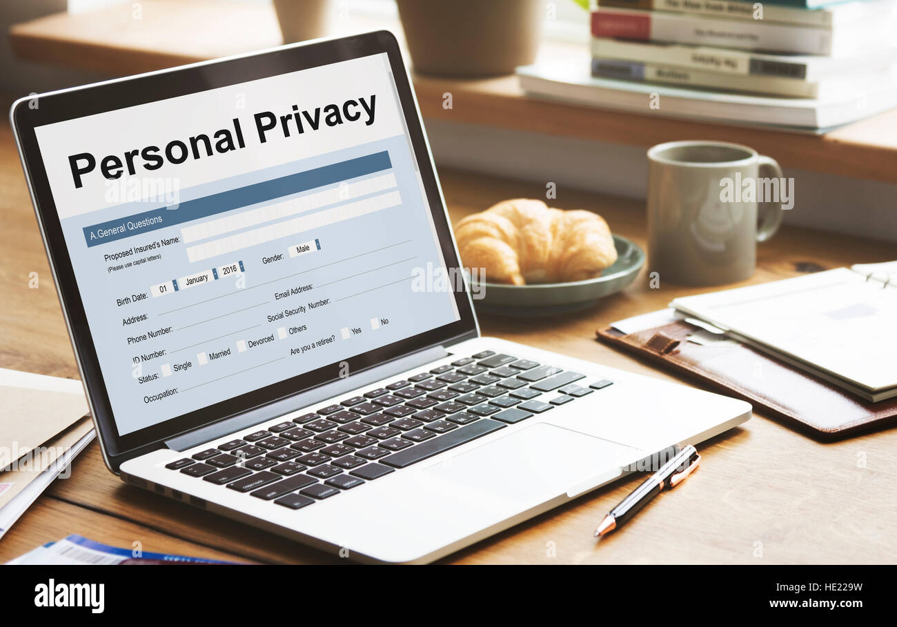 Persönlichen Datenschutz Schutz Form-Konzept Stockfoto
