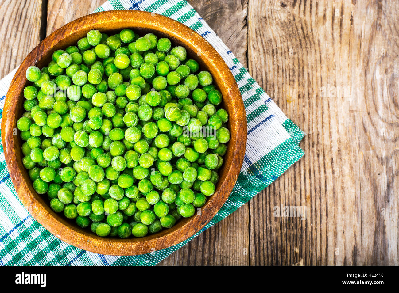 Gefrorene Erbsen zum Kochen Stockfoto