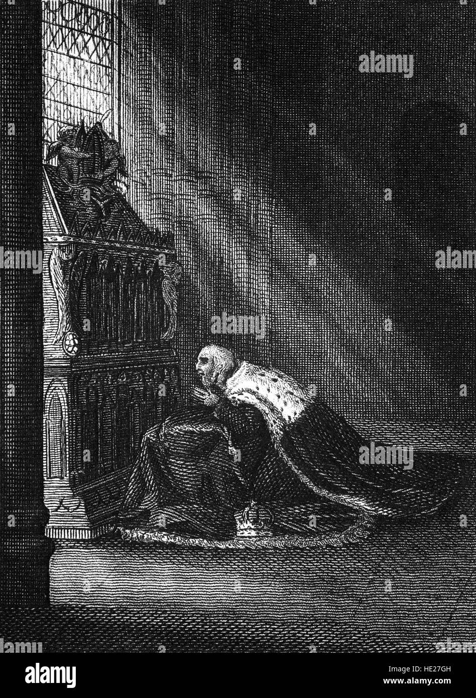 Nach der Ermordung von Thomas Becket 1170., Heinrich II. einen Akt der Buße am 12 Juli 1174 in Canterbury, durchführen, wenn er öffentlich seine Sünden gestanden. Er darf dann jeder Bischof anwesend geben ihm fünf Schläge aus einem Stab, dann jede der 80 Mönche von Canterbury Kathedrale gab der König drei Schläge. Der König dann boten Geschenke Becket Schrein und verbrachte eine Mahnwache an der Becket Grab. Stockfoto