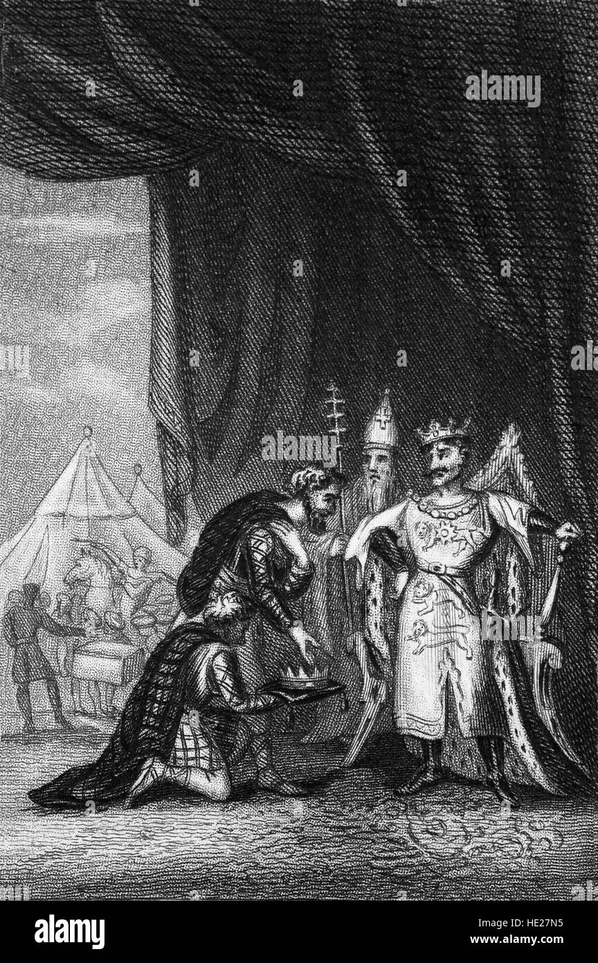 John Balliol (1249 – 1314), König von Schottland von 1292 bis 1296, Verzicht auf seine Krone Edward ich am Stracathro in der Nähe von Montrose am 10 Juli 1296. Stockfoto