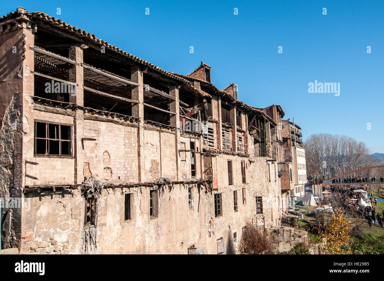 Alte Fassaden in der Stadt Vic, Katalonien, Spanien Stockfoto